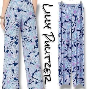 Lilly Pulitzer Lorena Breezy Palazzo Pant Deep Sea Navy Shells Bells Womens XS